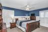 Primary Bedroom With Hard Wood Floors Under Carpet and Double Closet