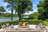 Built in firepit overlooking the water