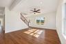 Virtually Staged - Living Room. First Floor will have hardwoods. Railings will have black spindles and oak railing.