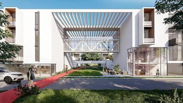 Rendering of Open and Covered Walkways between Buildings A and C plus a rendering of the Walking/Jogging Trail.