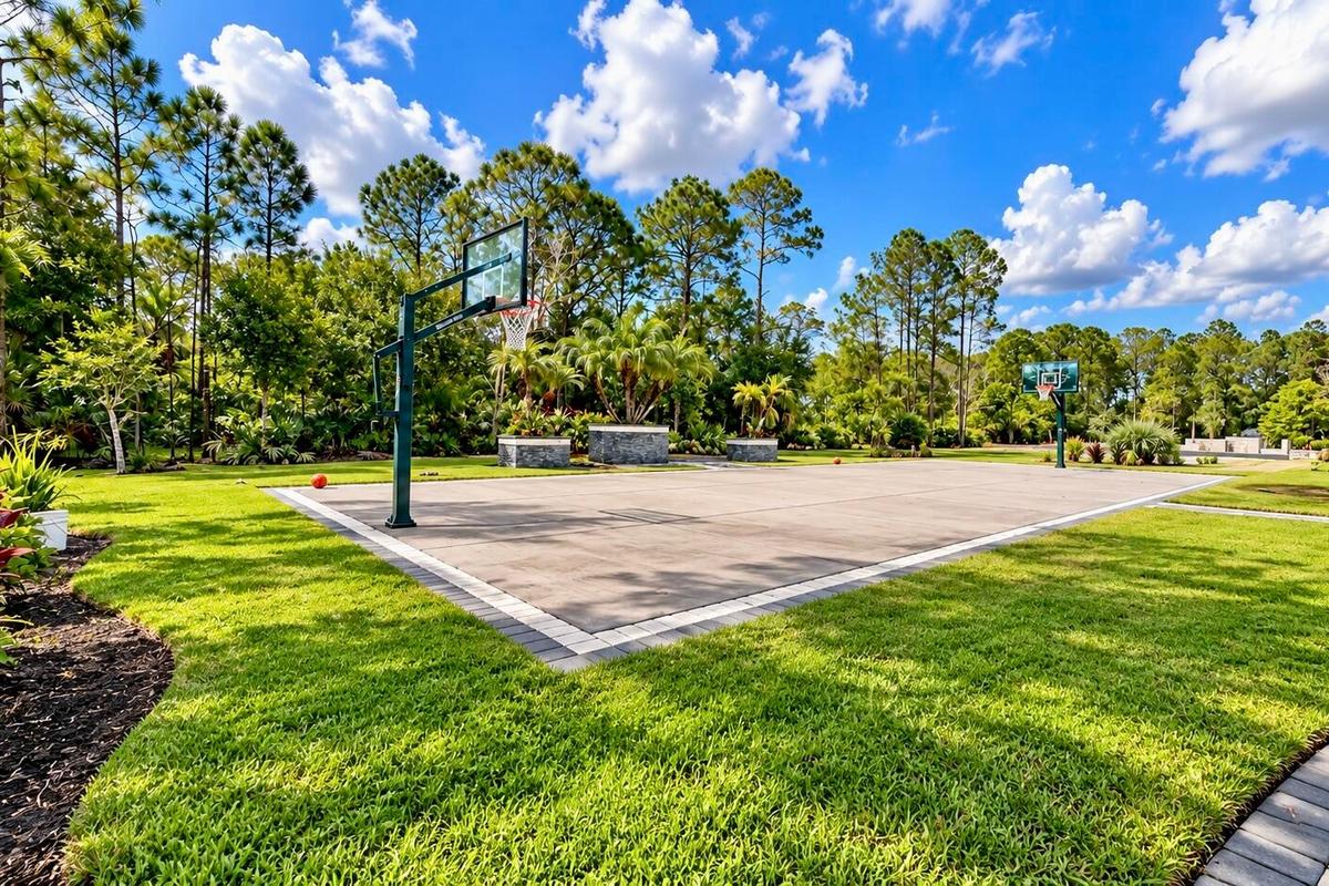 30 x 70 Private Basketball Court. Can Install a Net and Double for Pickleball or Volleyball Court