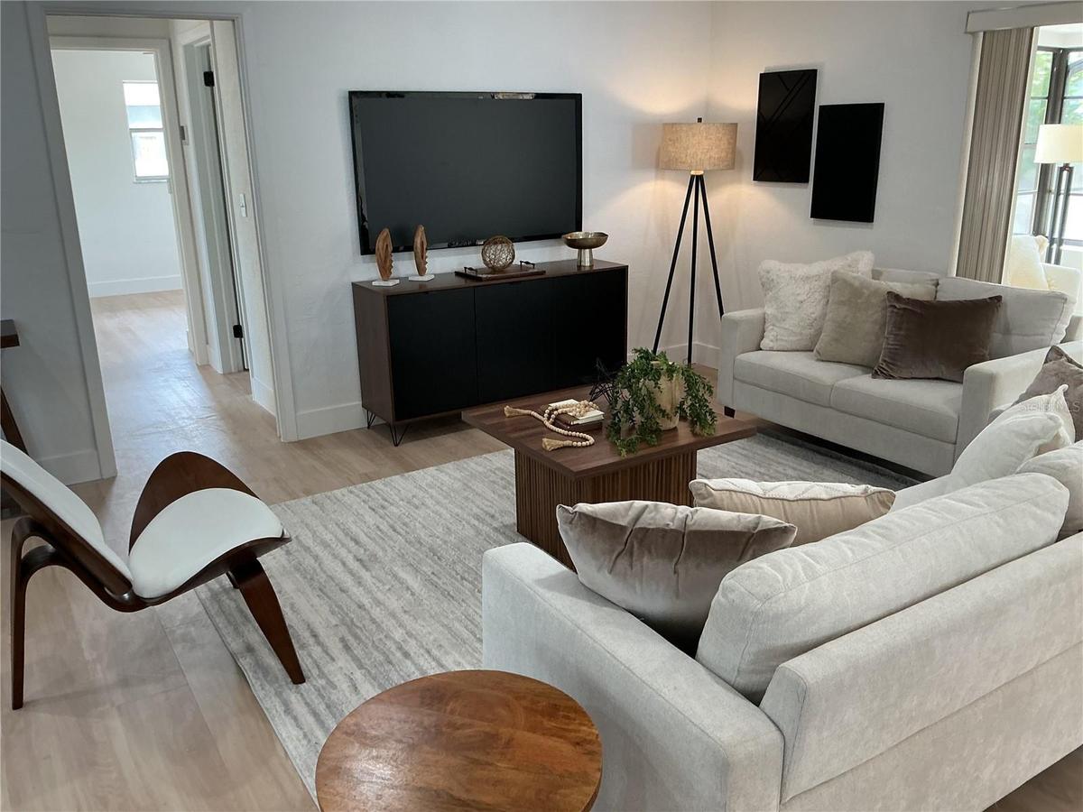 Cozy family room area of the great room