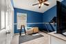 This additional bedroom is currently used as a home gym, showing just how adaptable the home’s extra rooms can be.
