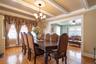 Beamed ceiling in dining room