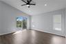 The spacious primary suite is a true retreat.
