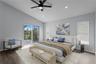 Virtually staged primary bedroom.