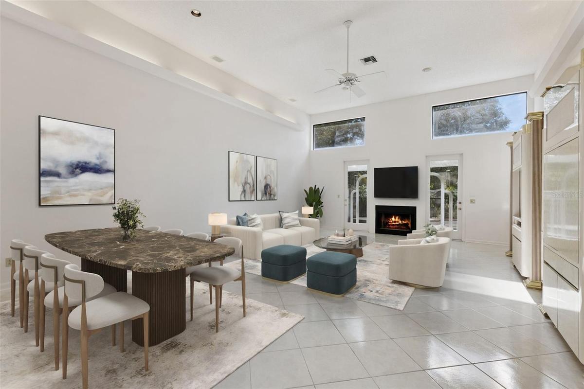 Virtual staged living and dining room