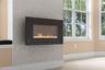A fireplace with a mosaic tile surround adds a cozy touch to the primary suite.