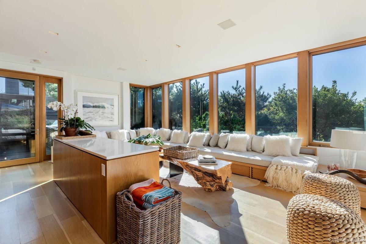Living Room with built in wrap around couch