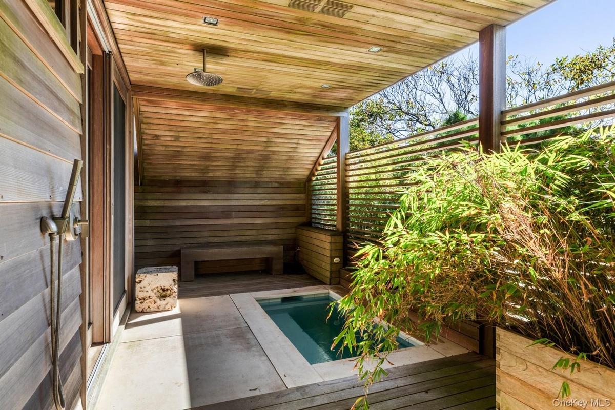 With plunge pool, outdoor shower and entrance to primary suite shower