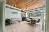 Seating area overlooking the pool