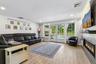 French Doors to Country Club Yard, Electric Fireplace