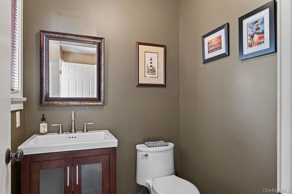 Powder room in entry foyer