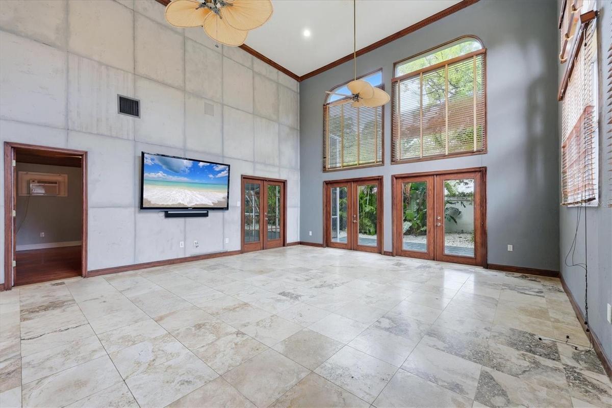 Livng Room - Double French Doors to Side yard Patio