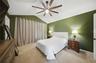 Primary bed, vaulted ceiling, remote big fan