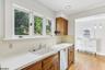 Kitchen overlooking backyard