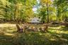 Fire pit nights under the trees (virtually staged)