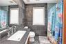 Hall Bath, large vanity, tub/shower, linen closet