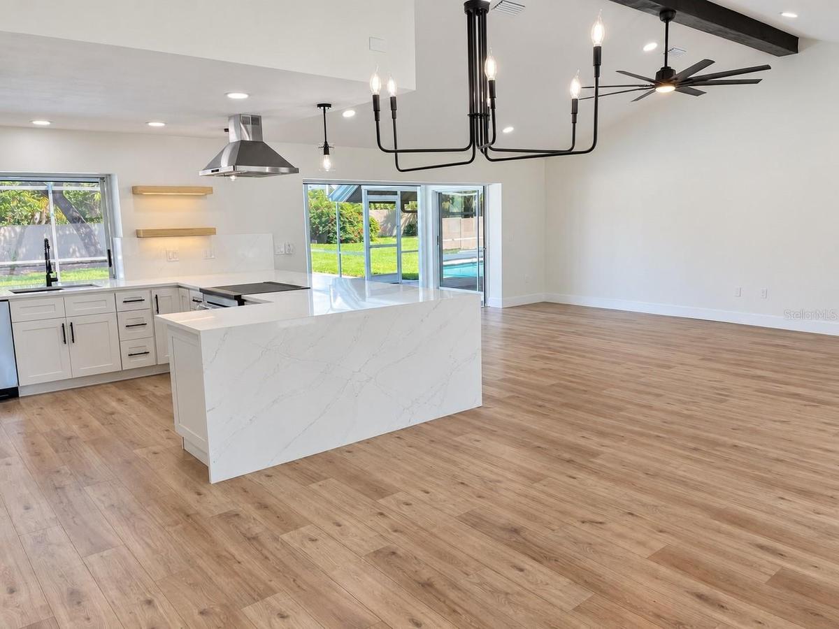Open kitchen and living area
