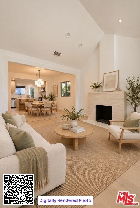 Living room virtually staged