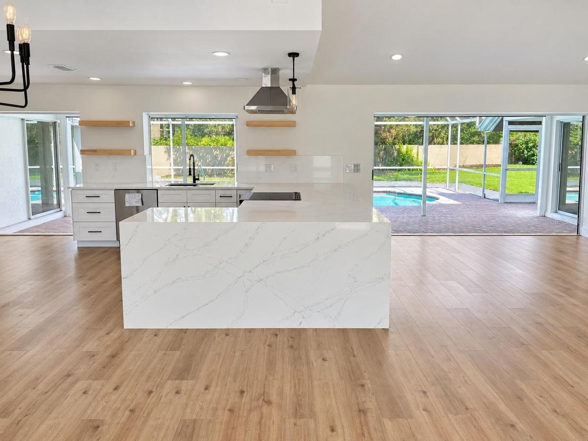 Kitchen overlooking the screened pool