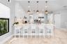 Coastal Kitchen with Bar Seating