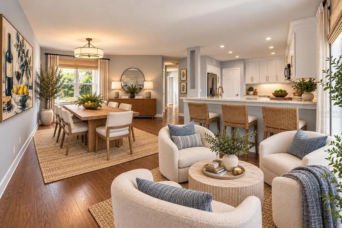 Virtually staged Formal Dining and living