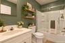 Same space - new color! We've imagined this bath with a painted vanity and swapped out the glass doors - that it! New coat of paint and its a spa sanc