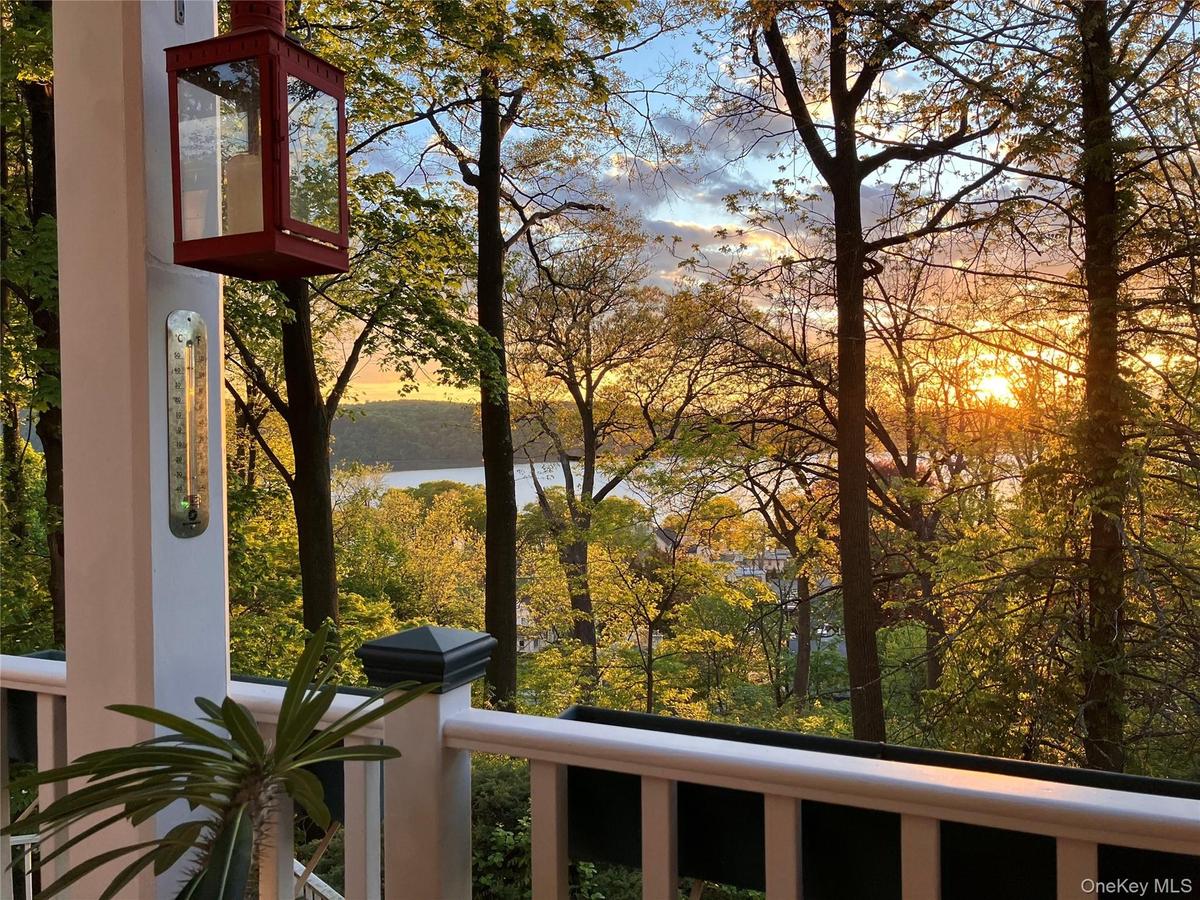 Distant views of the Hudson at sunset.