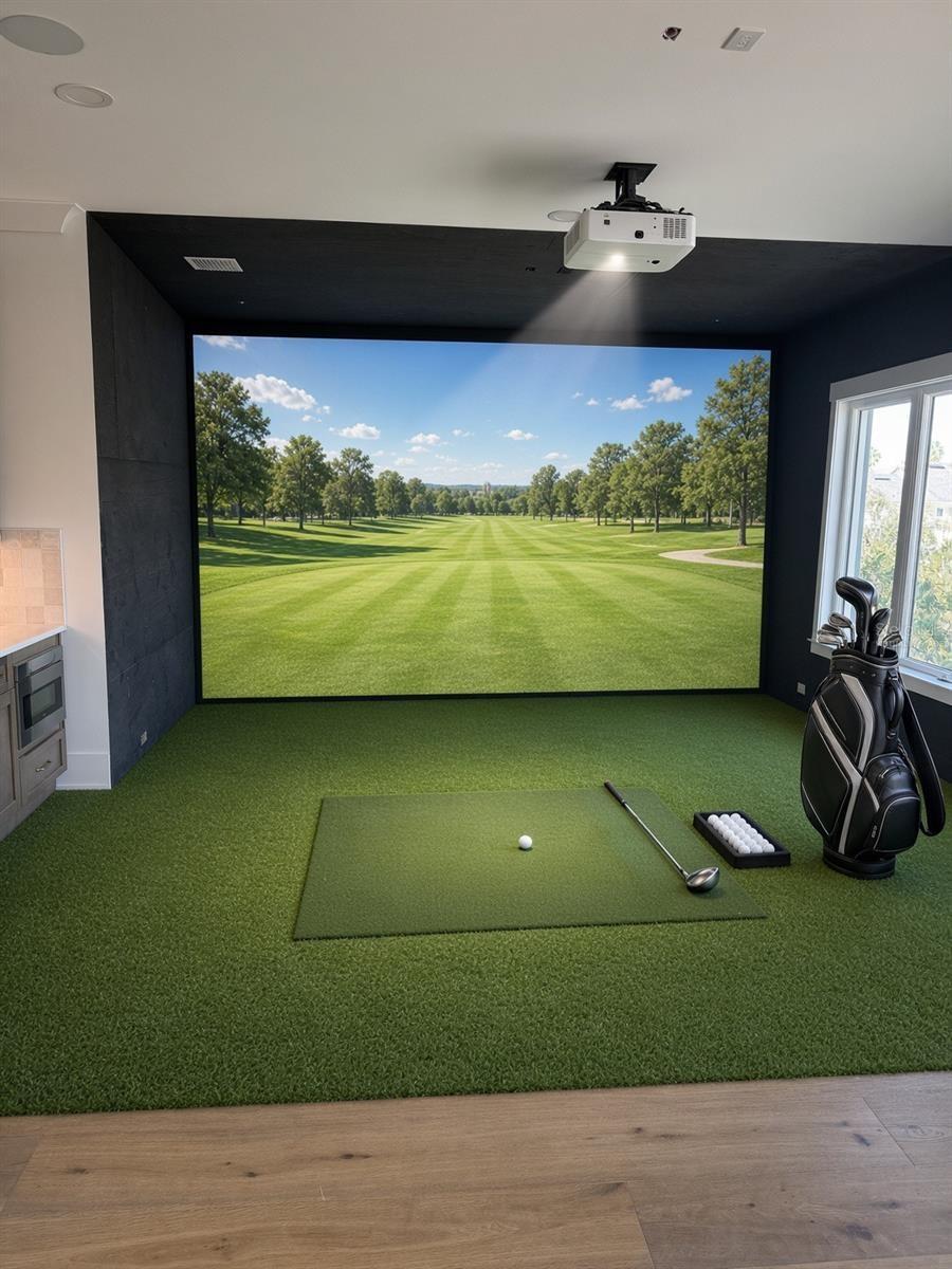 In Home Golf Simulator - Virtually Staged