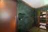 Frosted glass door with a stainless steel handle