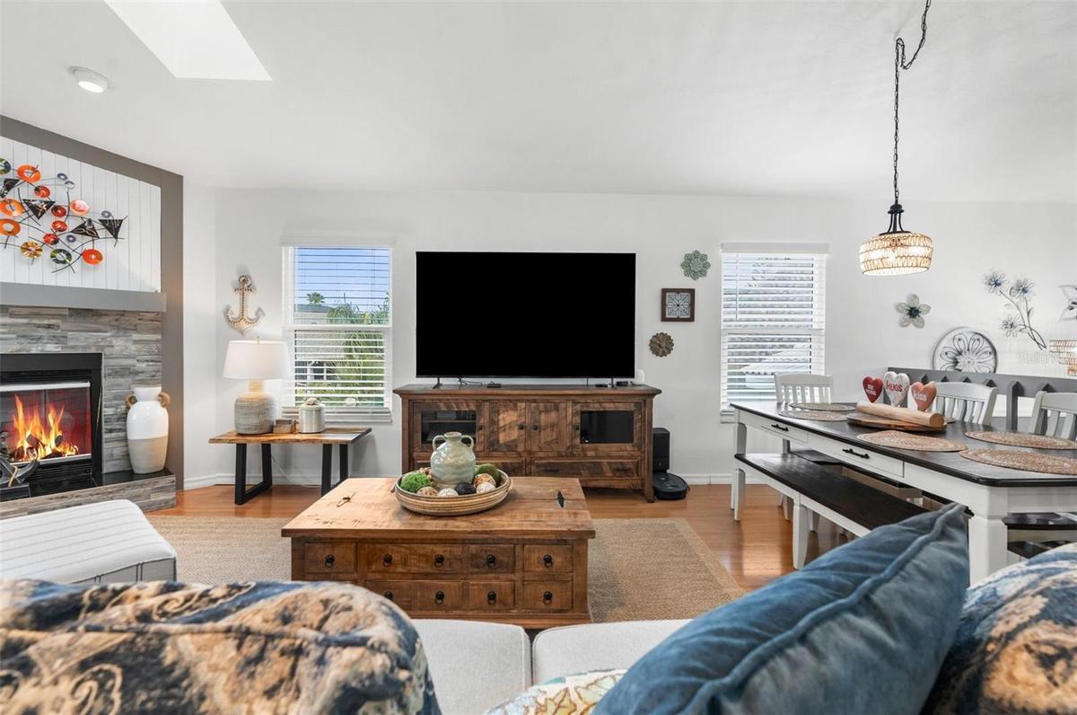 Family Room/Dining Room with fireplace. Located on second story.