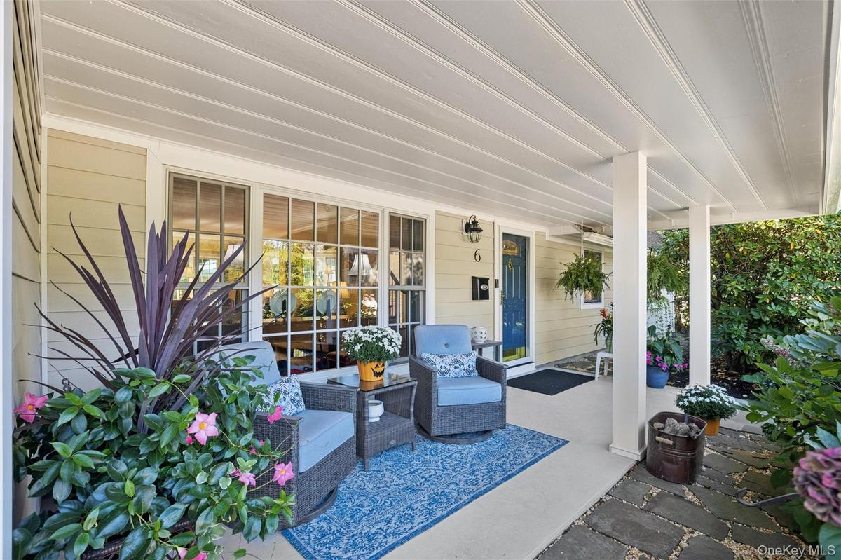 Front porch is perfect for morning coffee