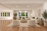 Open-concept interior featuring wood-finish flooring, recessed lighting, and expansive windows