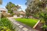 Backyard turf with stepping stone path