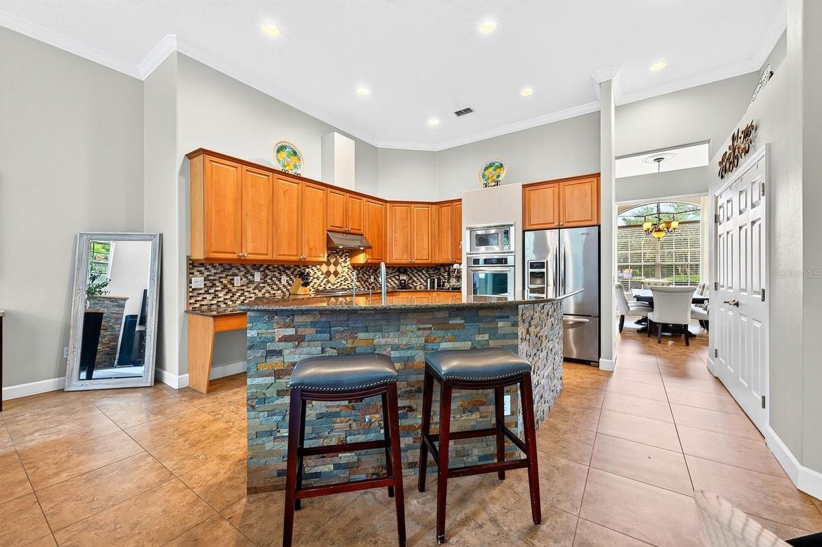 Open kitchen serves as the heart of the home.