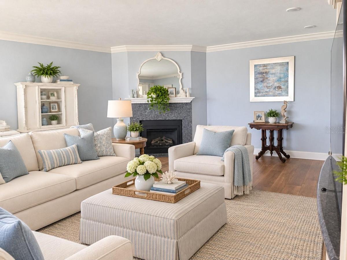 Virtually Staged. Living room area.