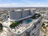 Rooftop terrace featuring a swimming pool, spa, glass perimeter railings, and integrated landscaping