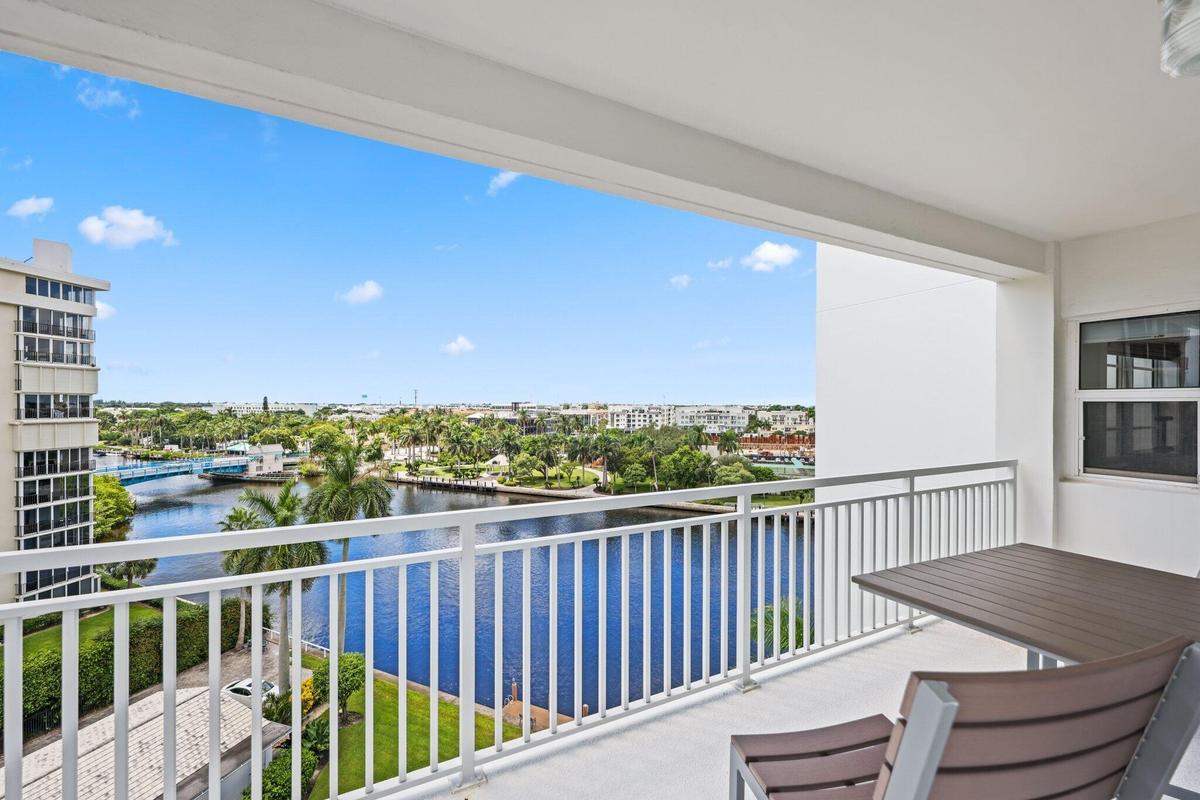 Intracoastal views from the wrap around balcony off the Primary Suite.