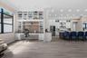 Built in desk and shelving in the open office