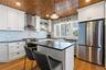 Kitchen island eat in area.