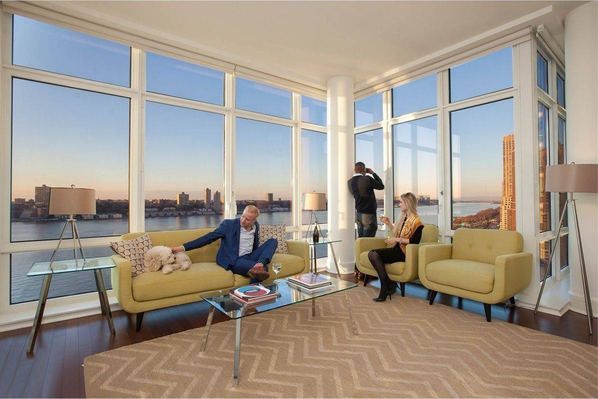 High Ceiling 3 Bedroom 3.5 Bath Direct Hudson River Views at The Aldyn!