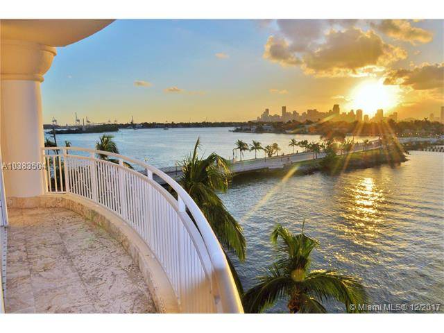 Expansive open aqua water views encapsulating prestigious Venetian Islands & Downtown Miami Skyline