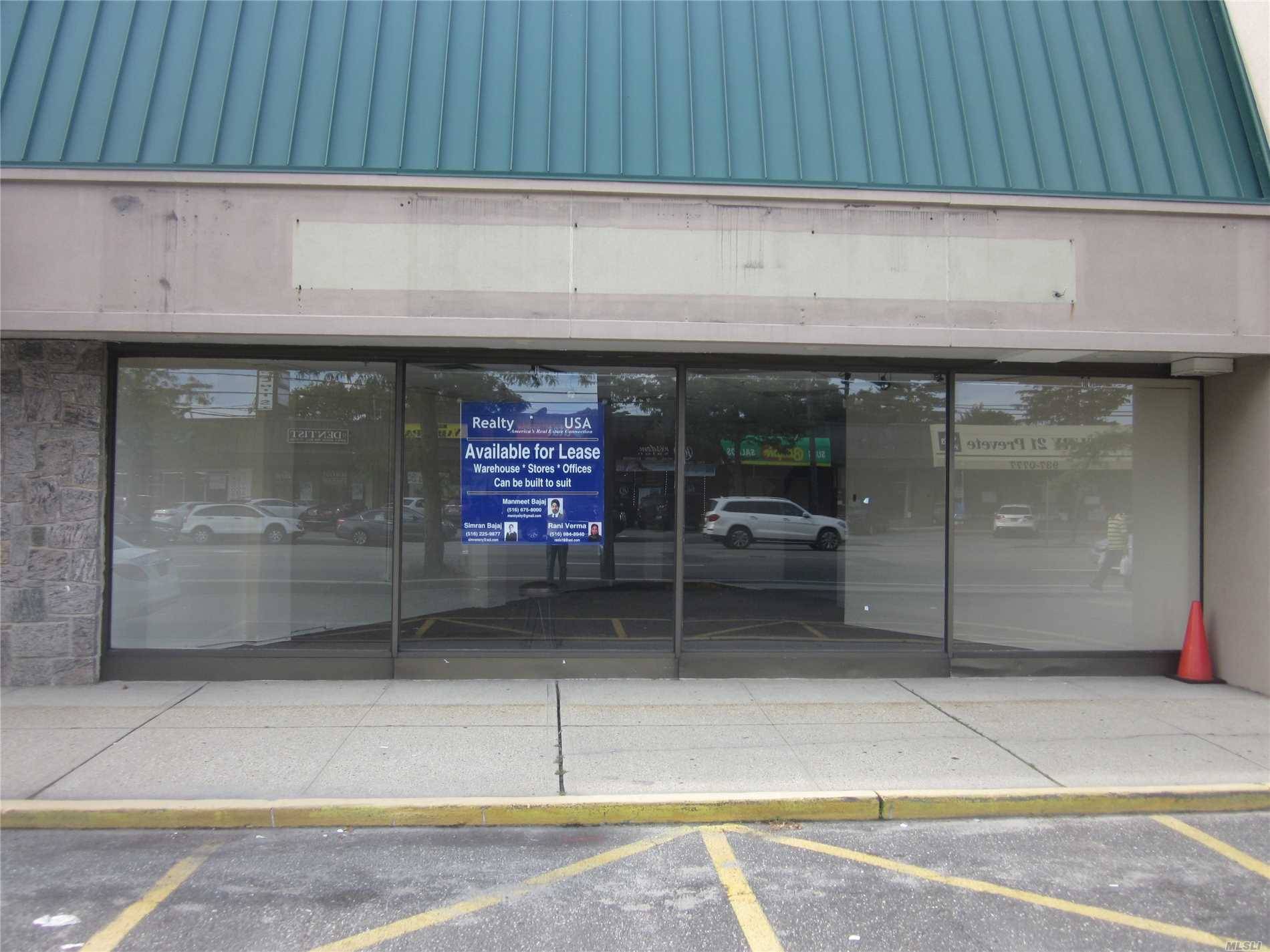 Amazing Retail/Office Location On Prime Old Country Road Next To Antun's Banquet Hall, In The Heart Of Hicksville Business With High Visibility.
