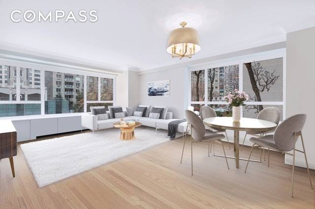 Tranquil and gracious one bedroom residence with south and west views of the famous Manhattan House garden.