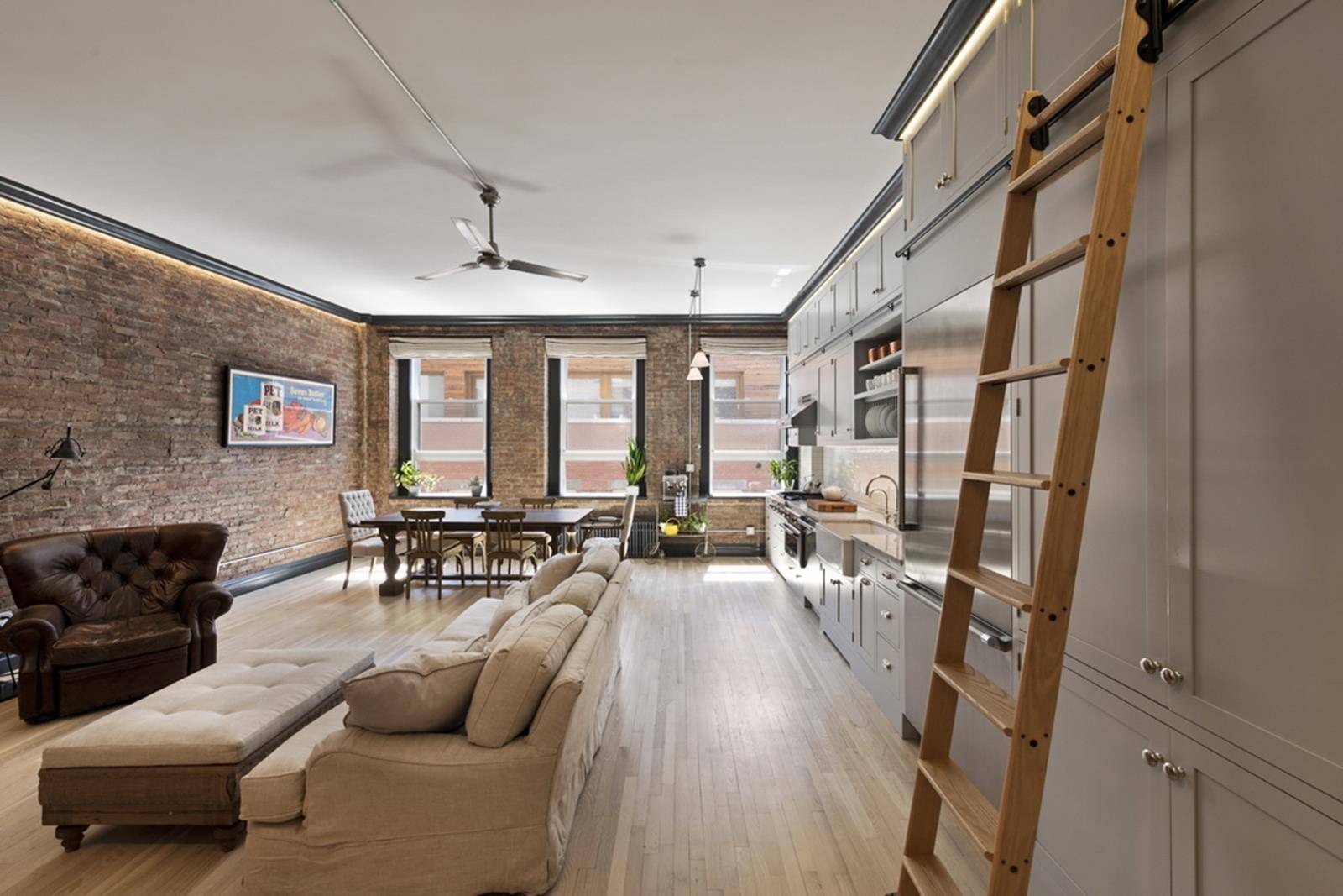 A spaciously sun filled corner loft apartment, blending the classic palette of finishes and style reminiscent of the finest features of pre war era Tribeca with a thoughtful layout designed ...