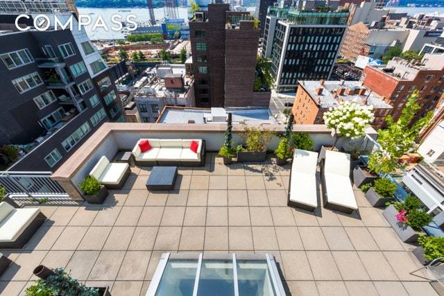 VIEWS, TERRACES AND PARKING A sleek, light bathed West Chelsea Penthouse with superb private terraces and a parking space is tough to find This duplex 2 bedroom, 2.