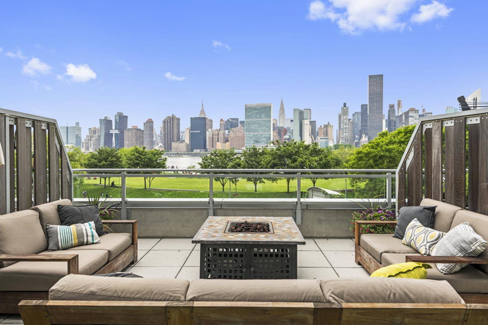 Graced with a sublime waterfront terrace as well as astonishing views of the East River and the FULL Manhattan skyline, this incredible 2 bedroom, 2 bathroom condo is an exemplar ...