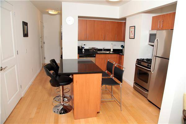 Sunny furnished spacious studio with high ceilings and Hudson River and and Statue of Liberty views.