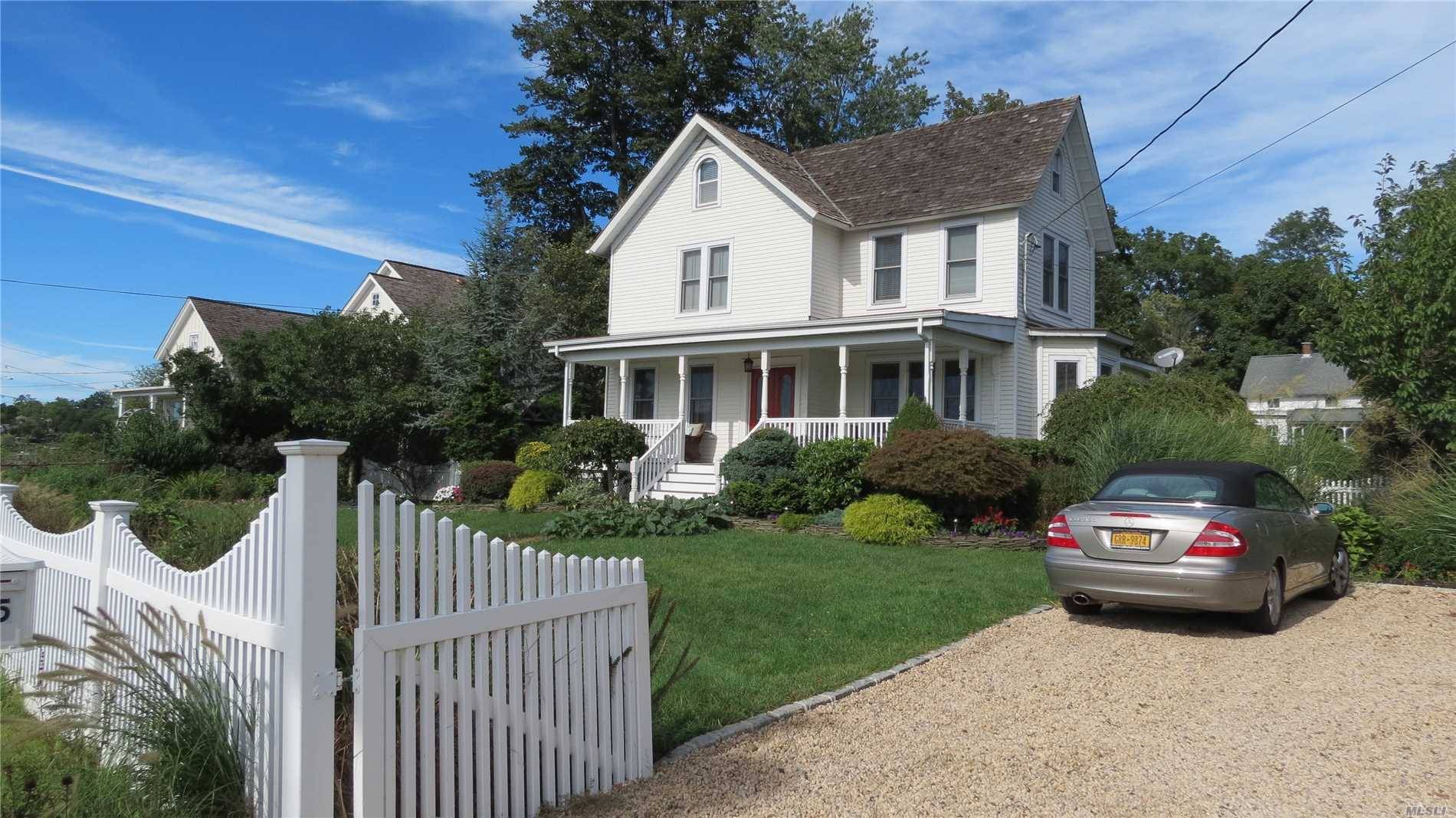 Charming Renovated 1800'S Victorian With Breathtaking Waterviews Of Setauket Harbor Deeded Access This Home Boasts Family Room Fieldstone Fireplace, Hardwood Floors, 2 Zone Central Air Conditioning, Det 2 Story Outbuilding.